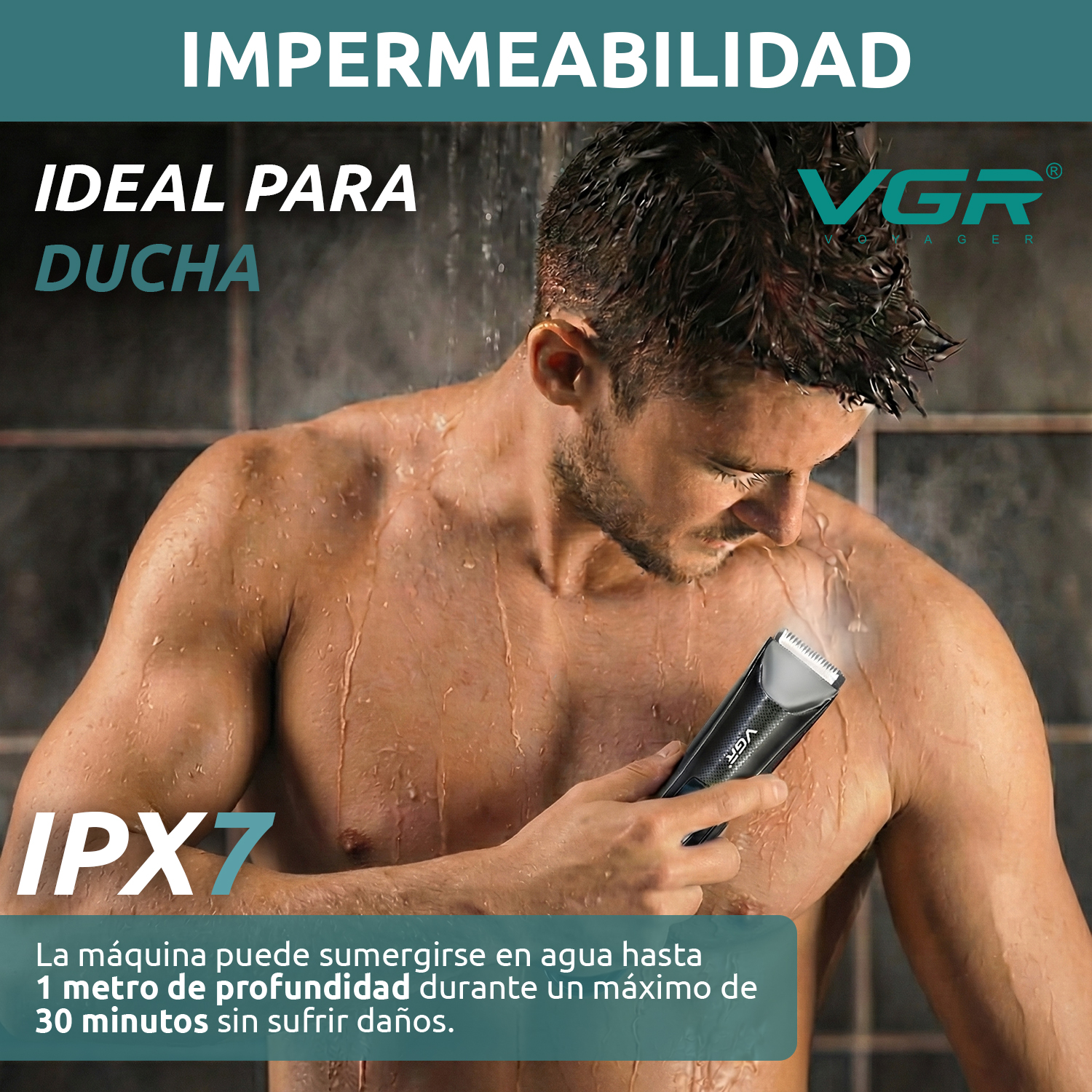 Afeitadora Eléctrica Intima Corporal Vgr V-957 Luz Ipx7 Negro - Image 5