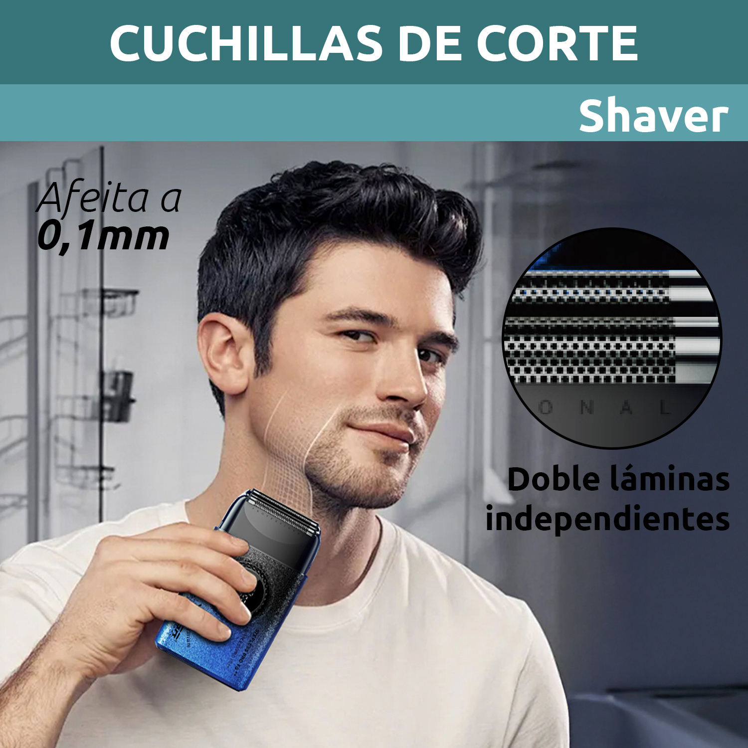 Afeitadora Eléctrica shaver VGR V-377 titanio 9000 RPM usb Color Azul - Image 7