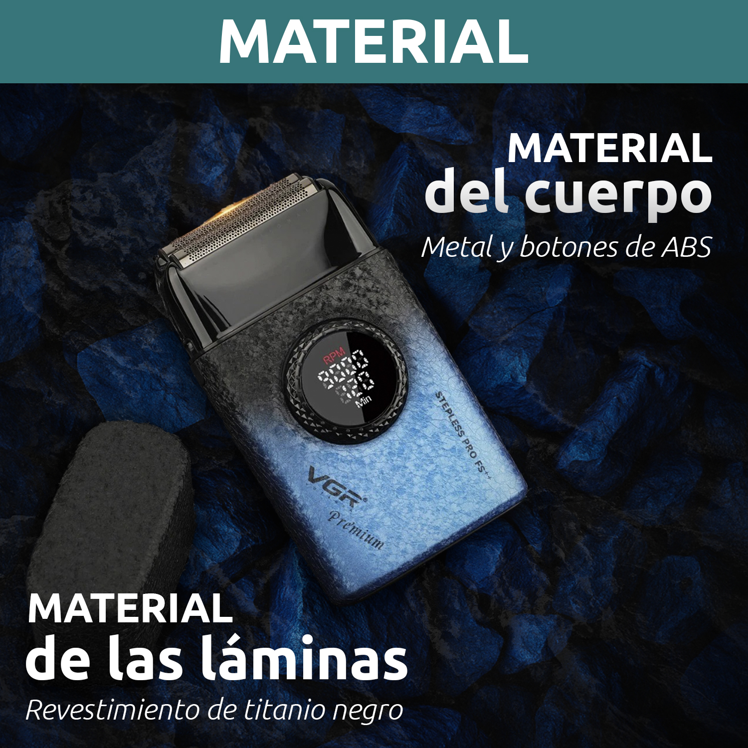 Afeitadora Eléctrica shaver VGR V-377 titanio 9000 RPM usb Color Azul - Image 8