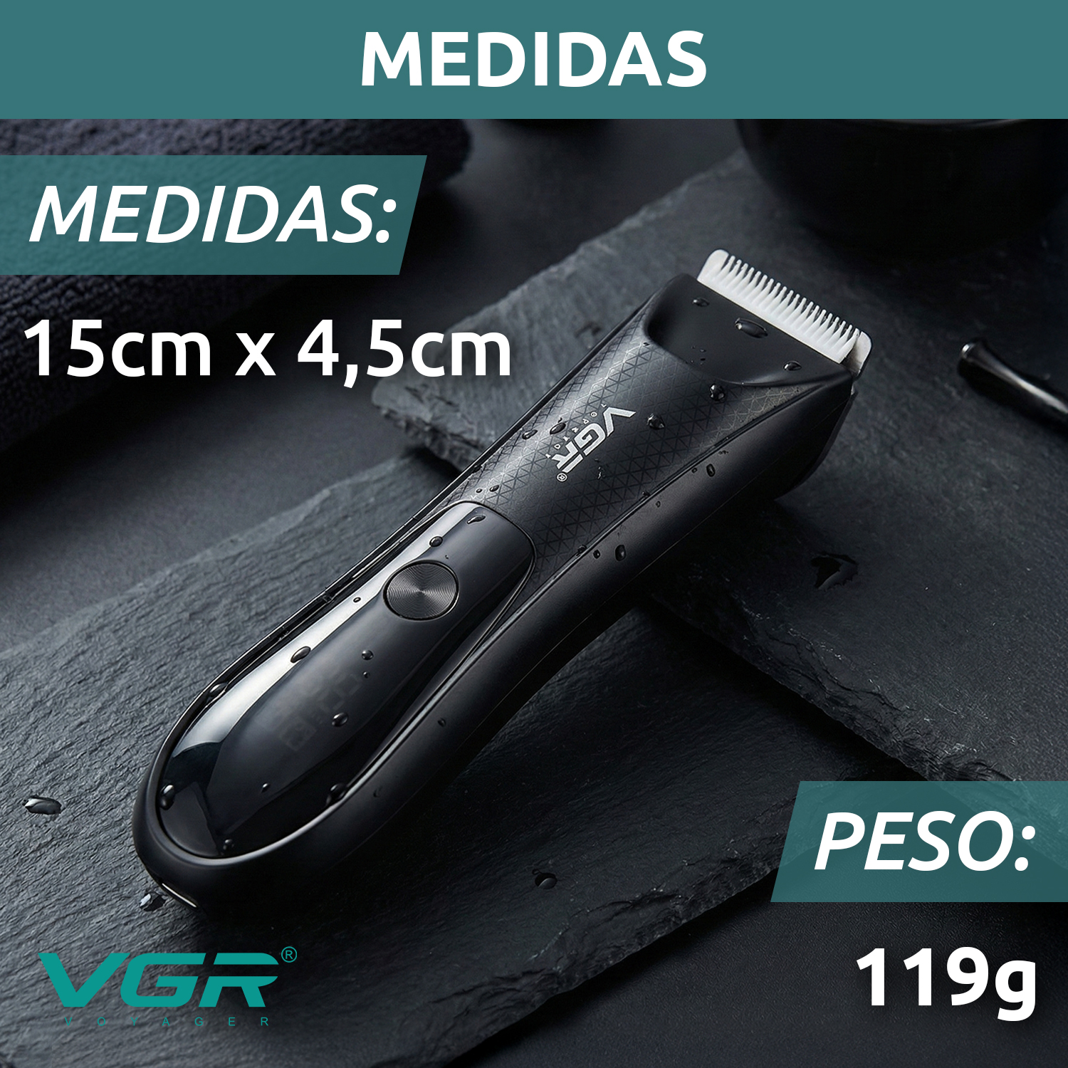 Afeitadora Eléctrica Intima Corporal Vgr V-957 Luz Ipx7 Negro - Image 9