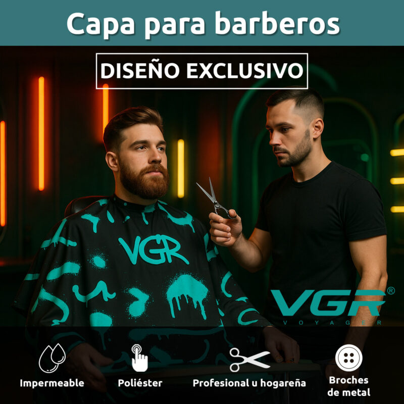 Alternative view of Capa De Corte Delantal Bata Barberia Peluqueria Grafitti Vgr