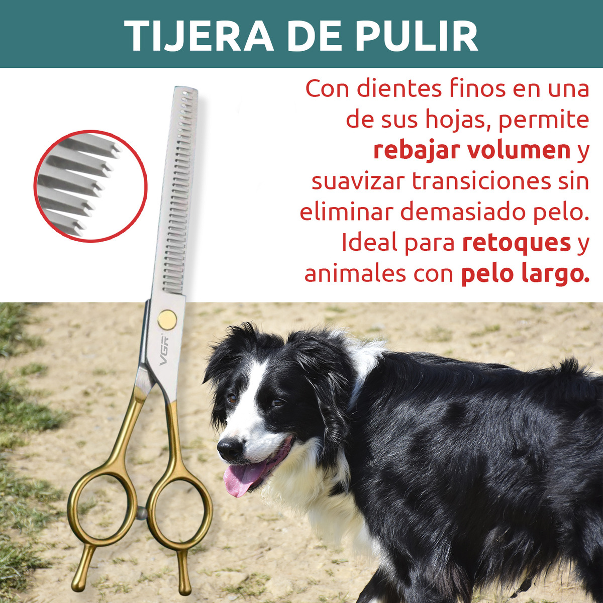 Kit Tijeras Peluqueria Mascotas Vgr Corte Recta Curva Pulir - Image 5
