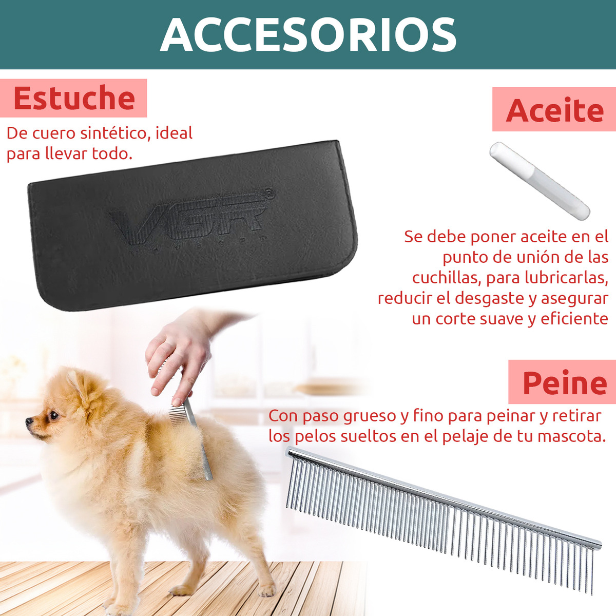 Kit Tijeras Peluqueria Mascotas Vgr Corte Recta Curva Pulir - Image 8
