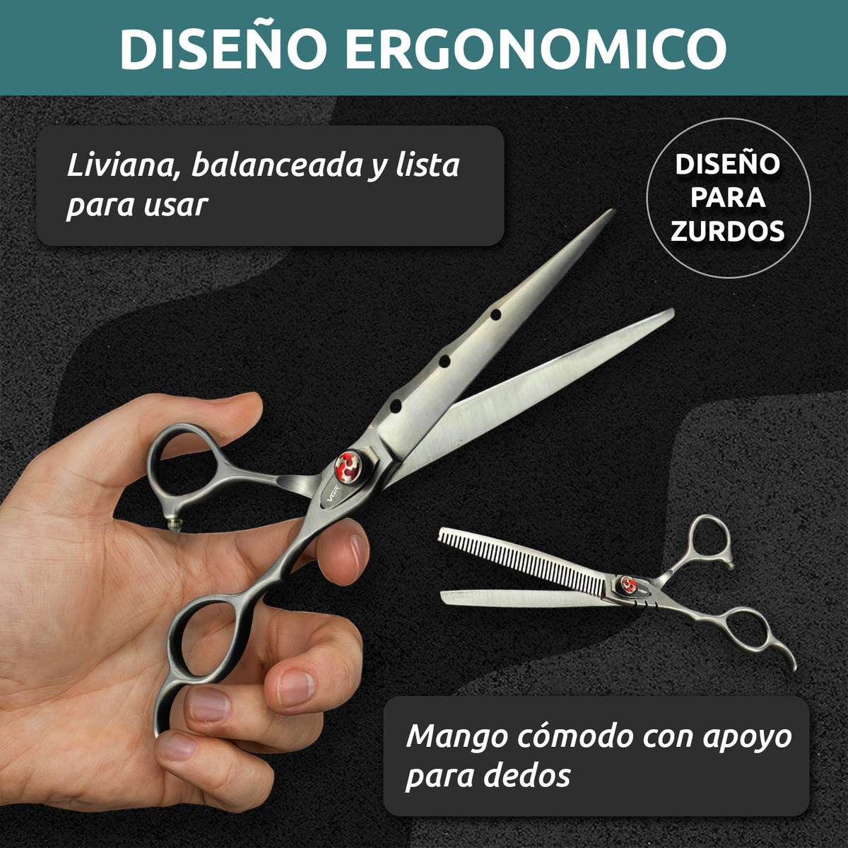 Tijeras Peluqueria Vgr Corte Entresacado Y Recta Curva Zurdo - Image 7