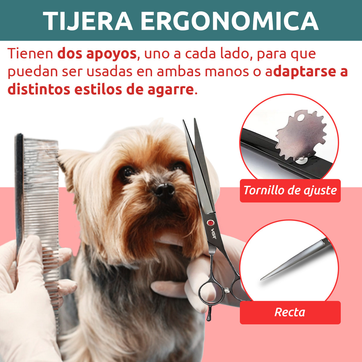 Tijeras Peluqueria Canina Vgr Corte Recta Profesional 8' - Image 5