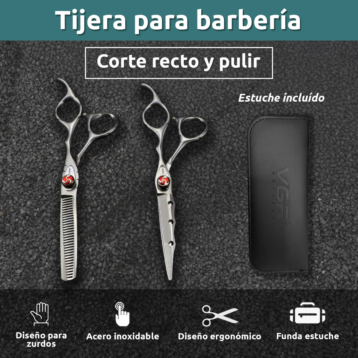 Tijeras Peluqueria Vgr Corte Entresacado Y Recta Curva Zurdo - Image 2