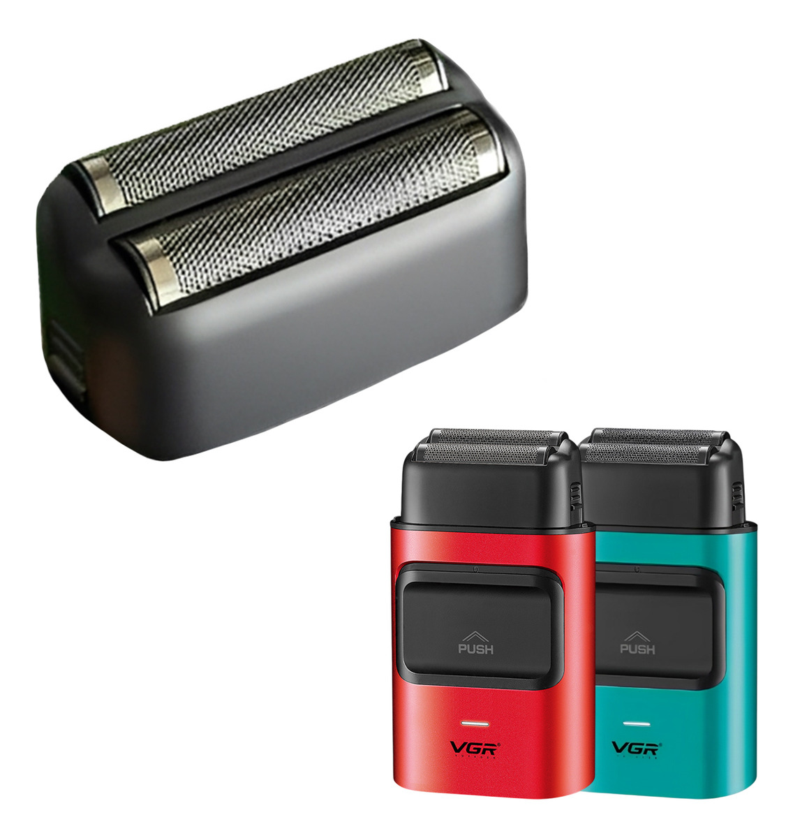 Cabezal Repuesto Maquina Afeitadora Vgr V-307 Cuchillas Negro Y Plateado