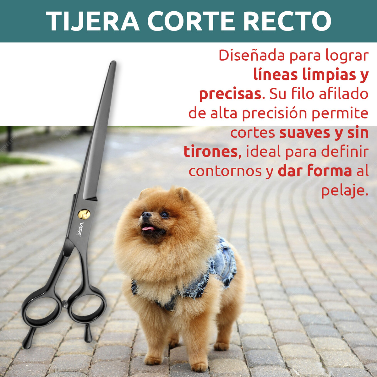 Tijeras Mascotas Peluqueria Kit Vgr Corte Recta Curva Pulir - Image 3