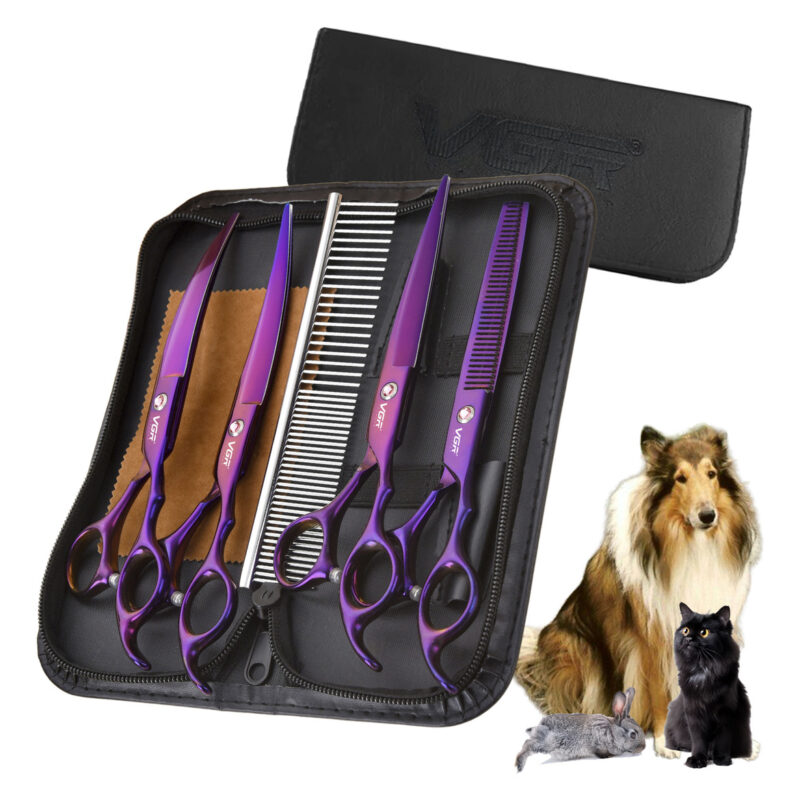 Tijeras Peluqueria Mascotas Vgr Corte Recto Curva Pulir Kit