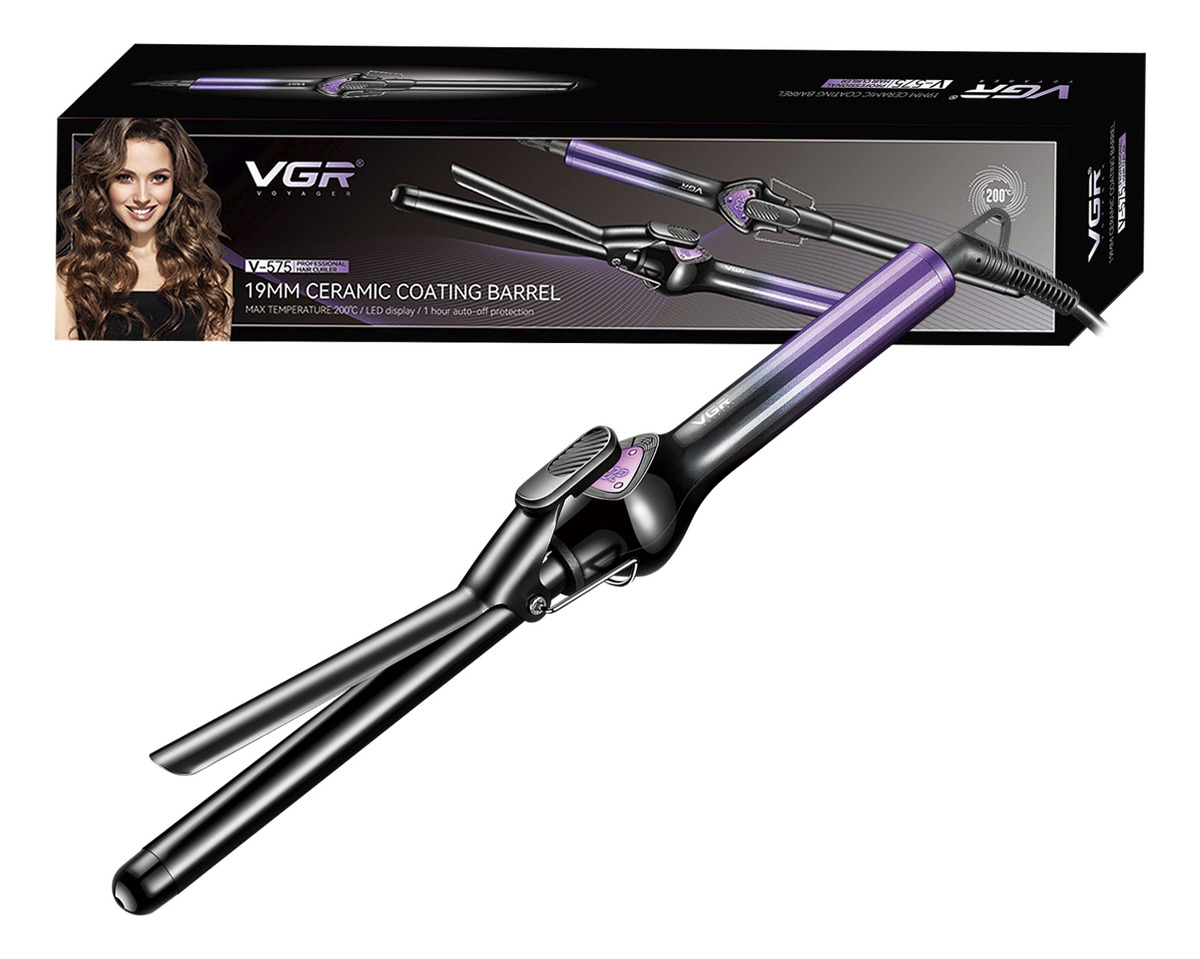 Rizador Buclera Vgr V-575 Cerámica Pro 200°c 7 Niveles Led Violeta
