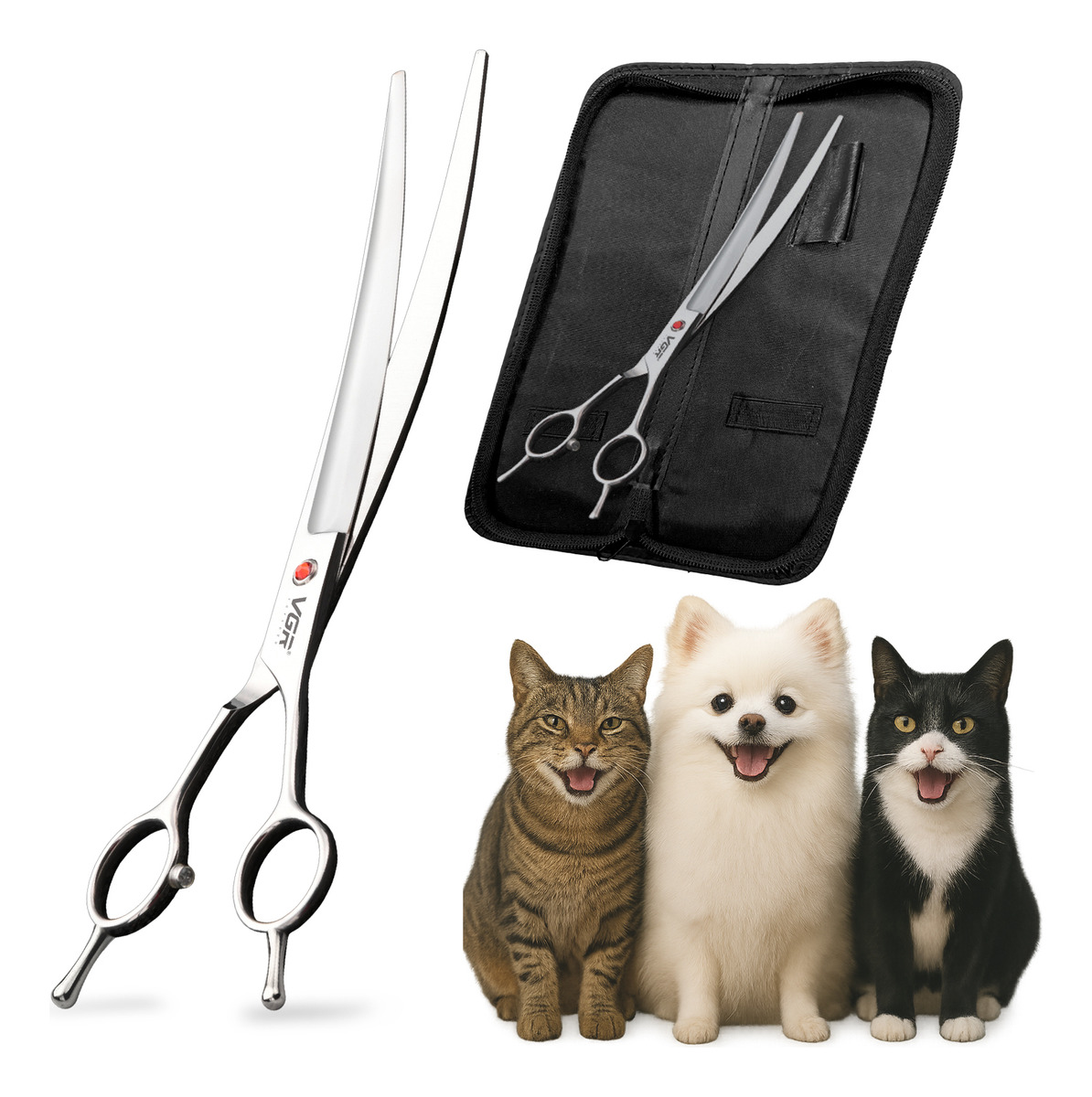 Tijeras Peluqueria Mascotas Vgr Corte Curva Profesional 9'