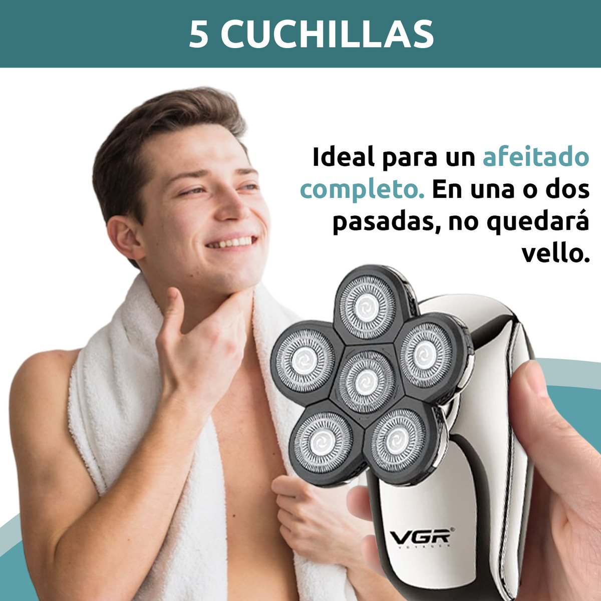 Repuesto Cabezal Maquina Afeitadora Vgr V-320 5 Cuchillas Plateado - Image 6