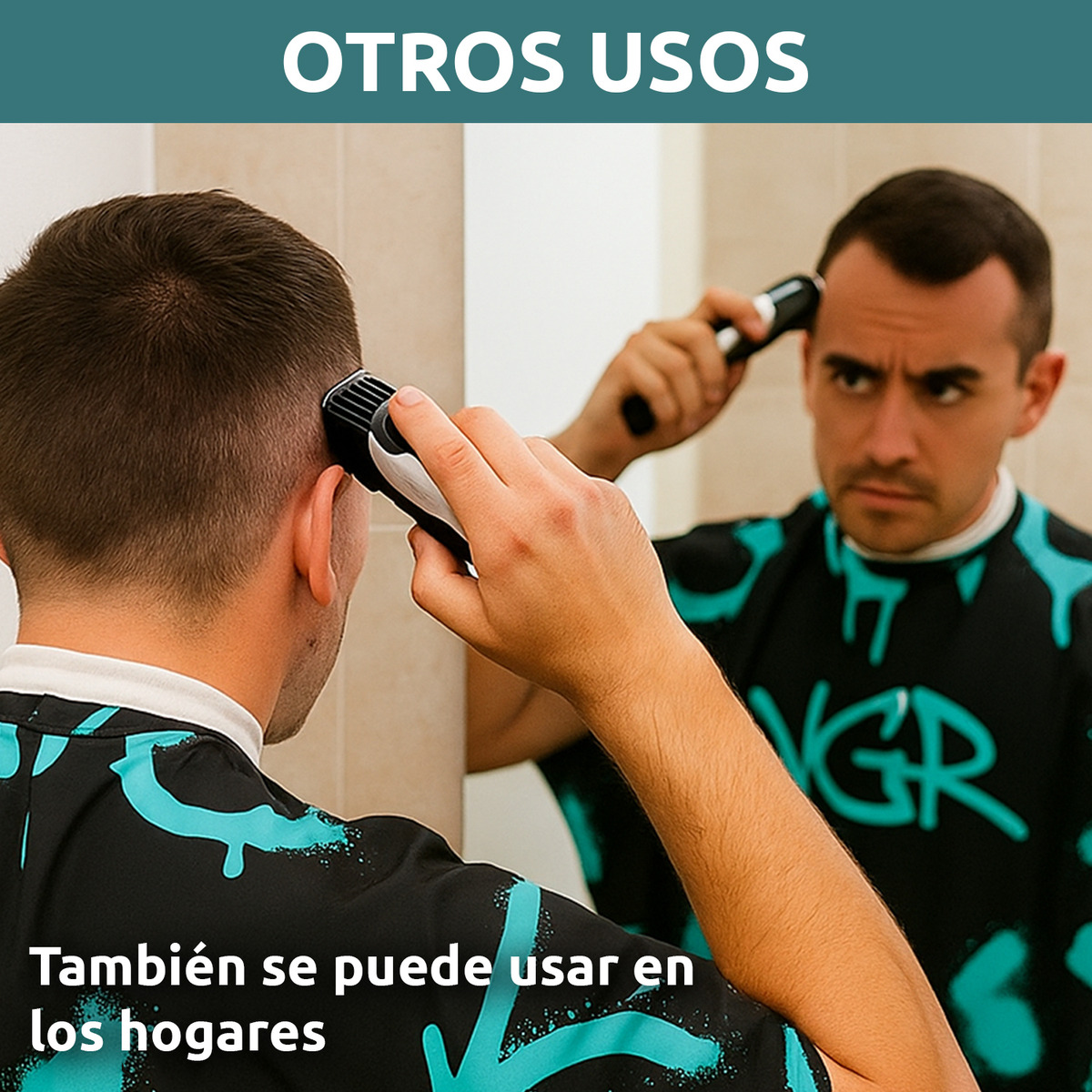 Capa De Corte Delantal Bata Barberia Peluqueria Grafitti Vgr - Image 6