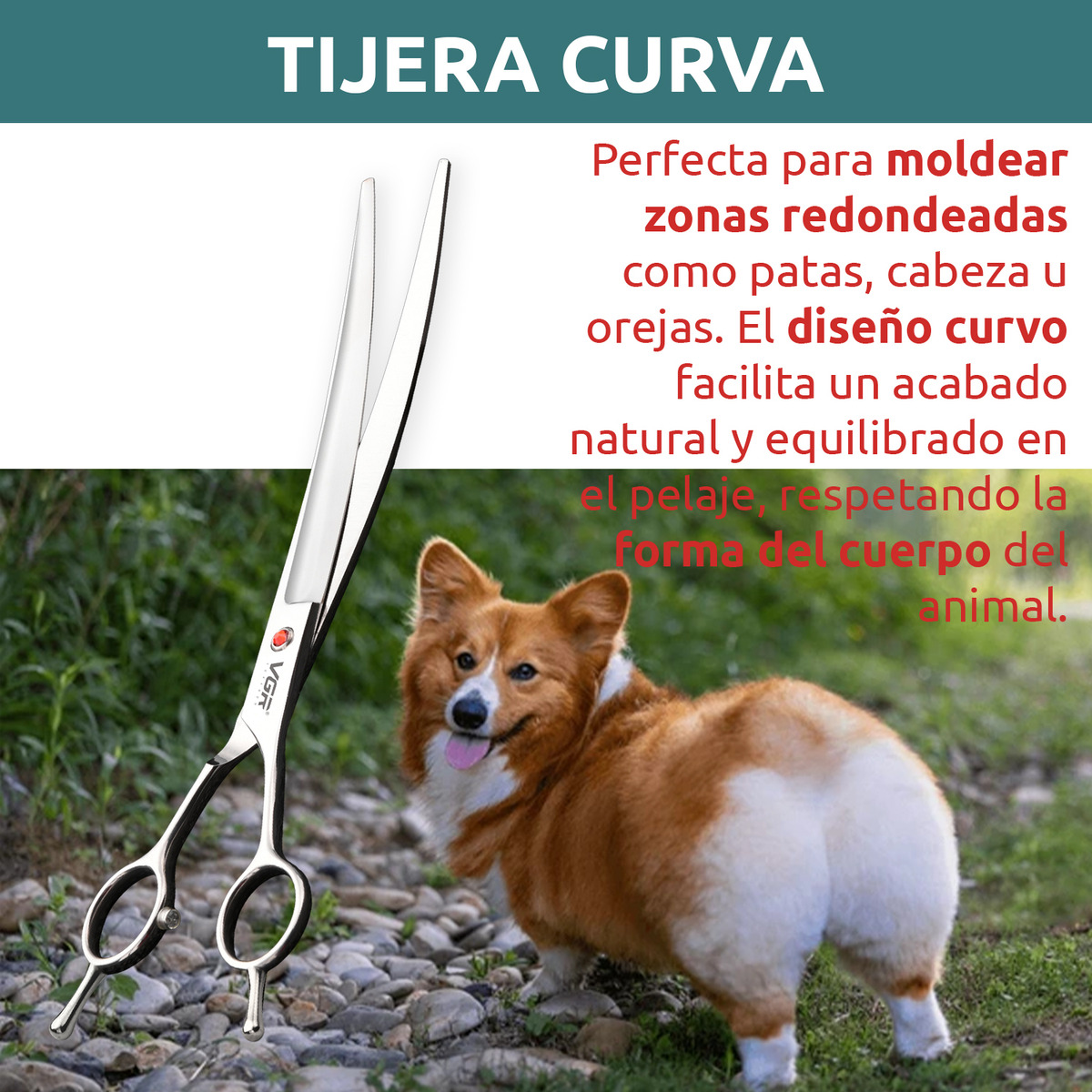 Tijeras Peluqueria Mascotas Vgr Corte Curva Profesional 9' - Image 3