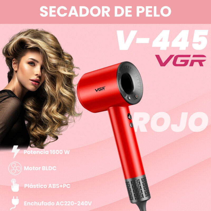 Alternative view of Secador De Pelo Profesional Vgr V-445 110.000 Rpm 1600w Rojo