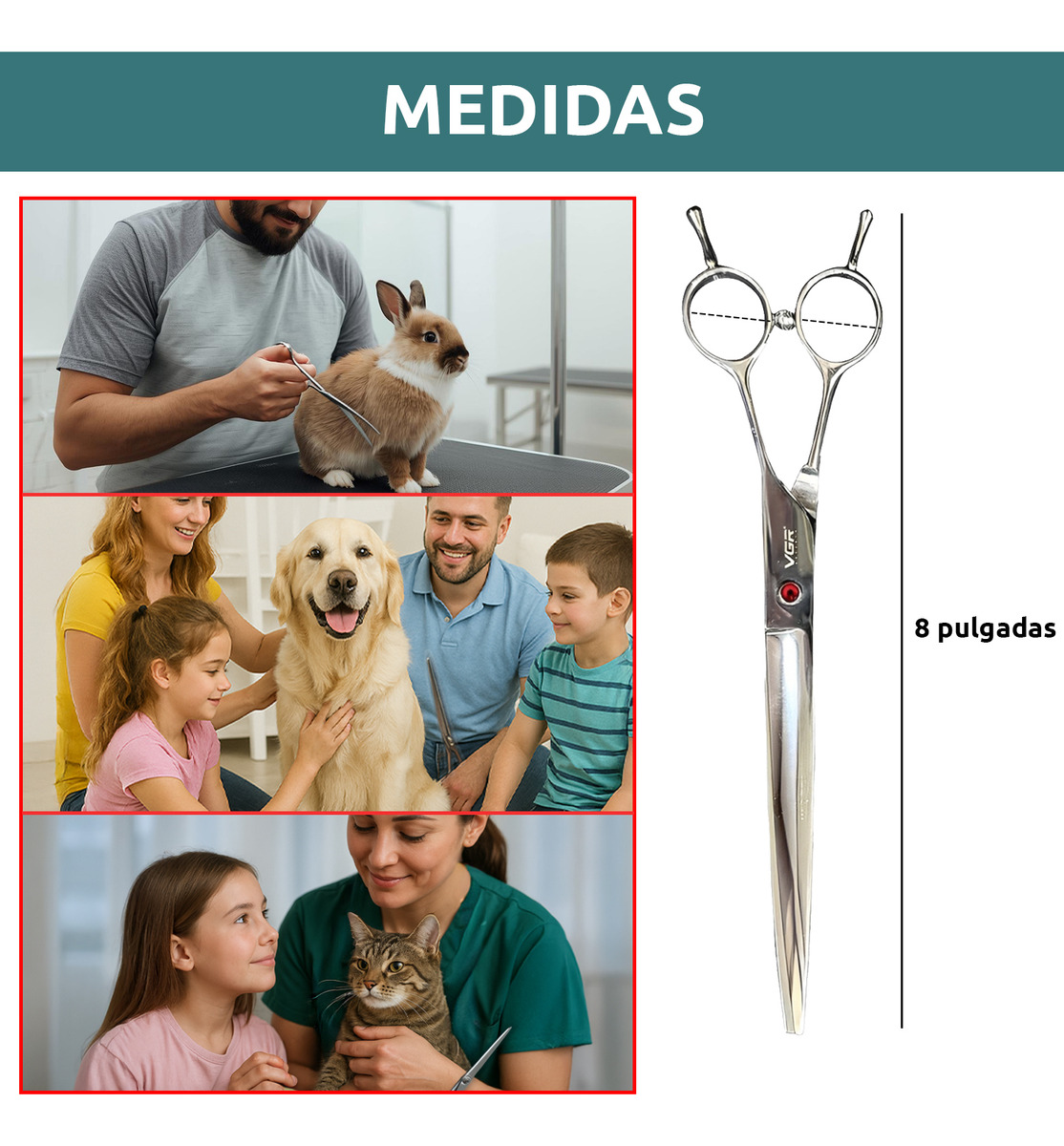 Tijeras Peluqueria Canina Vgr Corte Recta Profesional 8' - Image 9