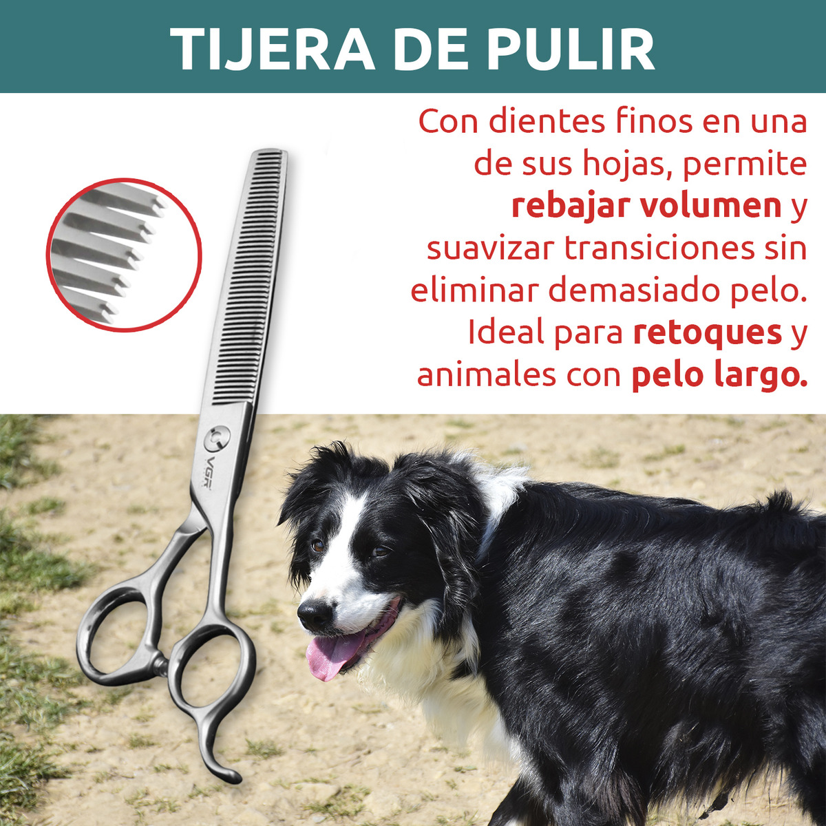 Tijeras Peluqueria Mascotas Vgr Corte Recto Curva Pulir 7' - Image 5
