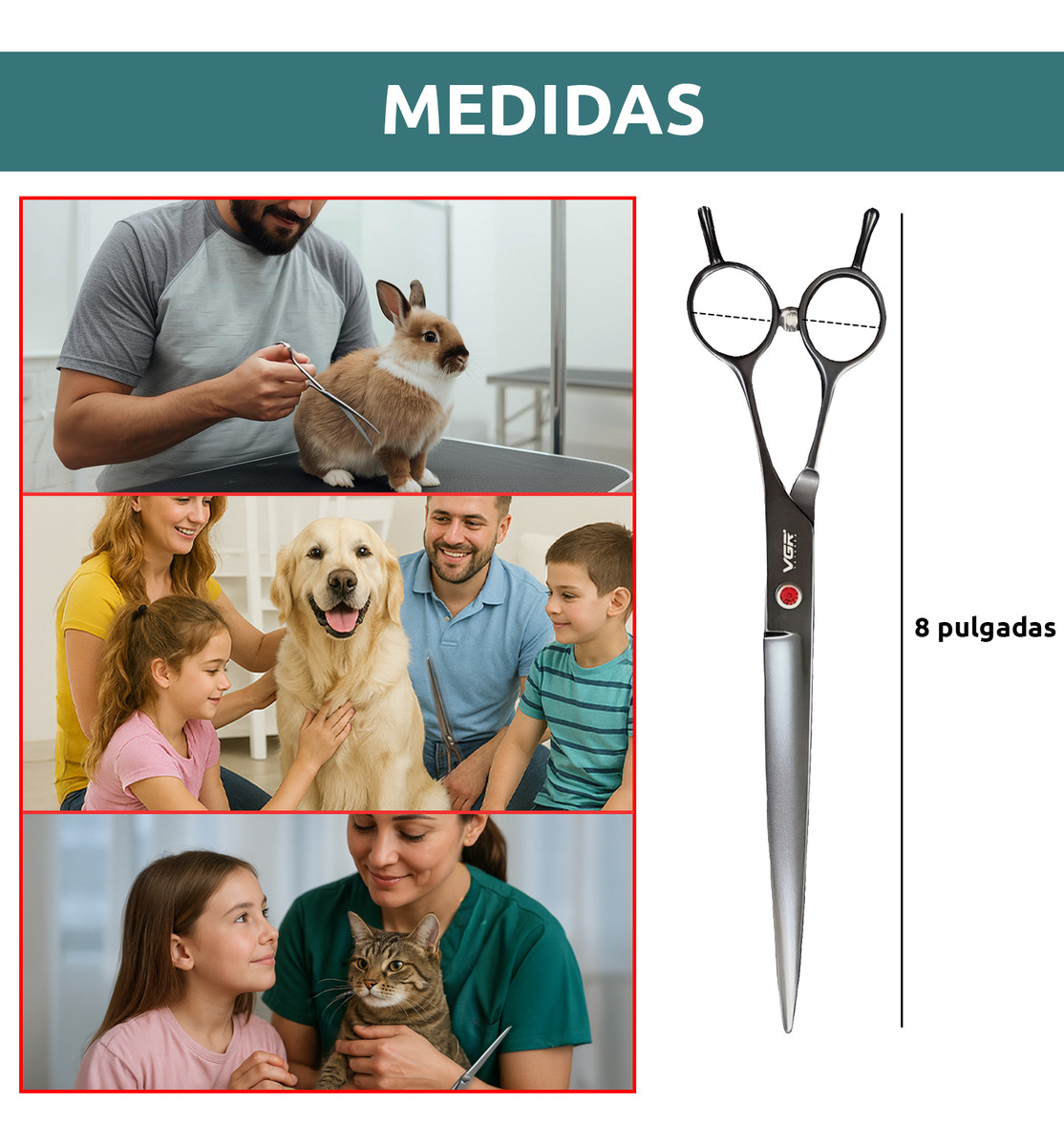 Tijeras Peluqueria Canina Vgr Corte Recta Profesional 8' - Image 9