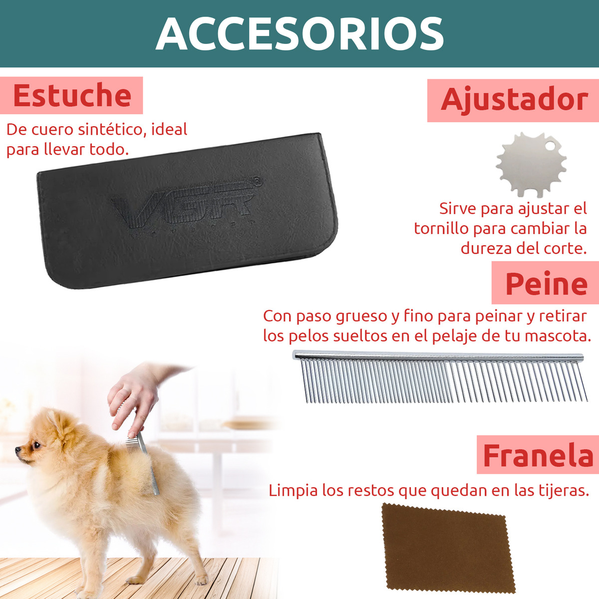 Tijeras Peluqueria Mascotas Vgr Corte Recto Curva Pulir 7' - Image 8