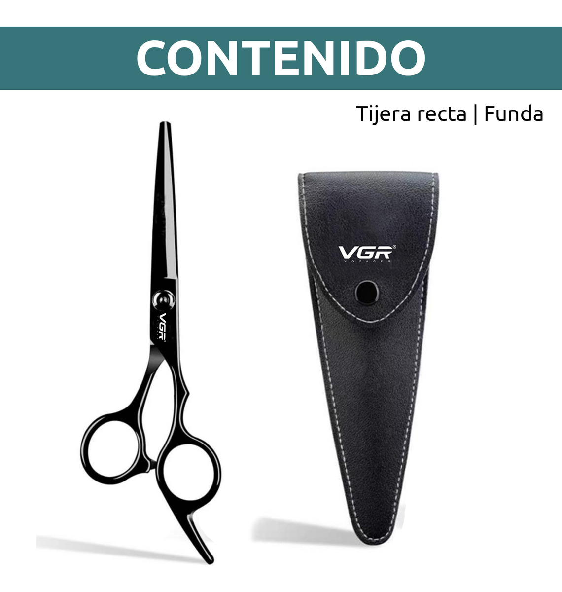Tijera Barbería Peluquería Corte Recto Profesional Vgr Funda - Image 8