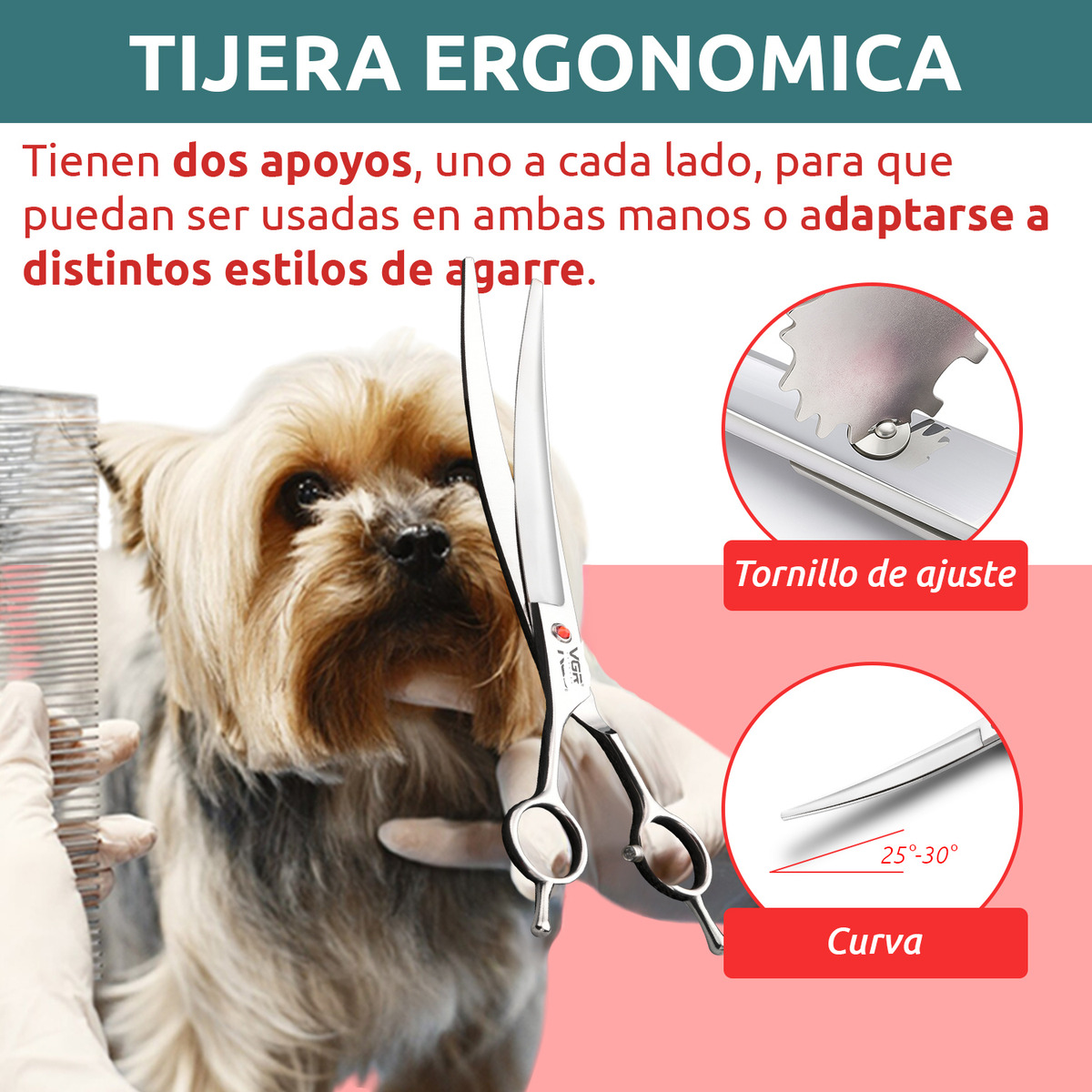 Tijeras Peluqueria Mascotas Vgr Corte Curva Profesional 9' - Image 5