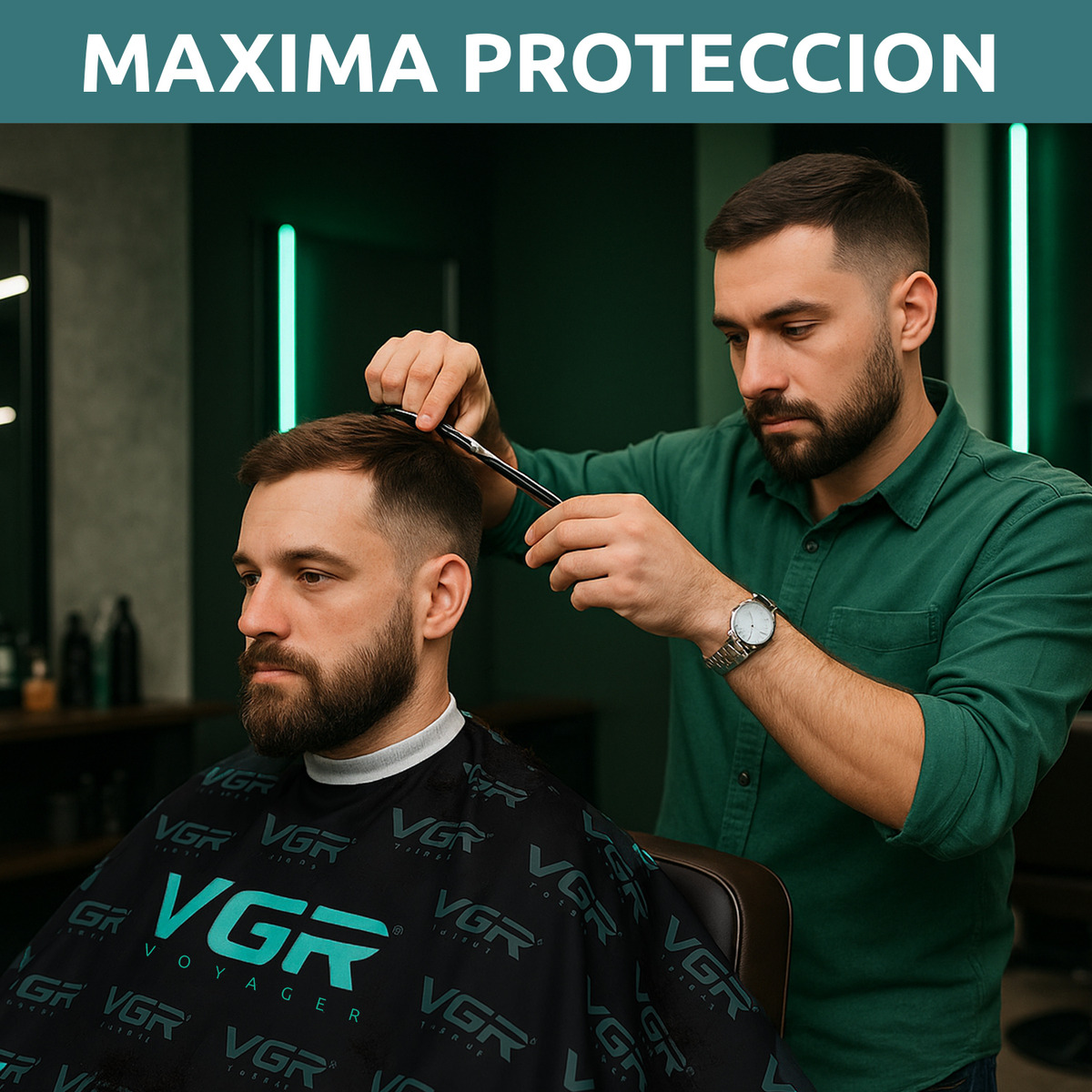 Capa De Corte Delantal Bata Barberia Peluqueria Logo Vgr - Image 4