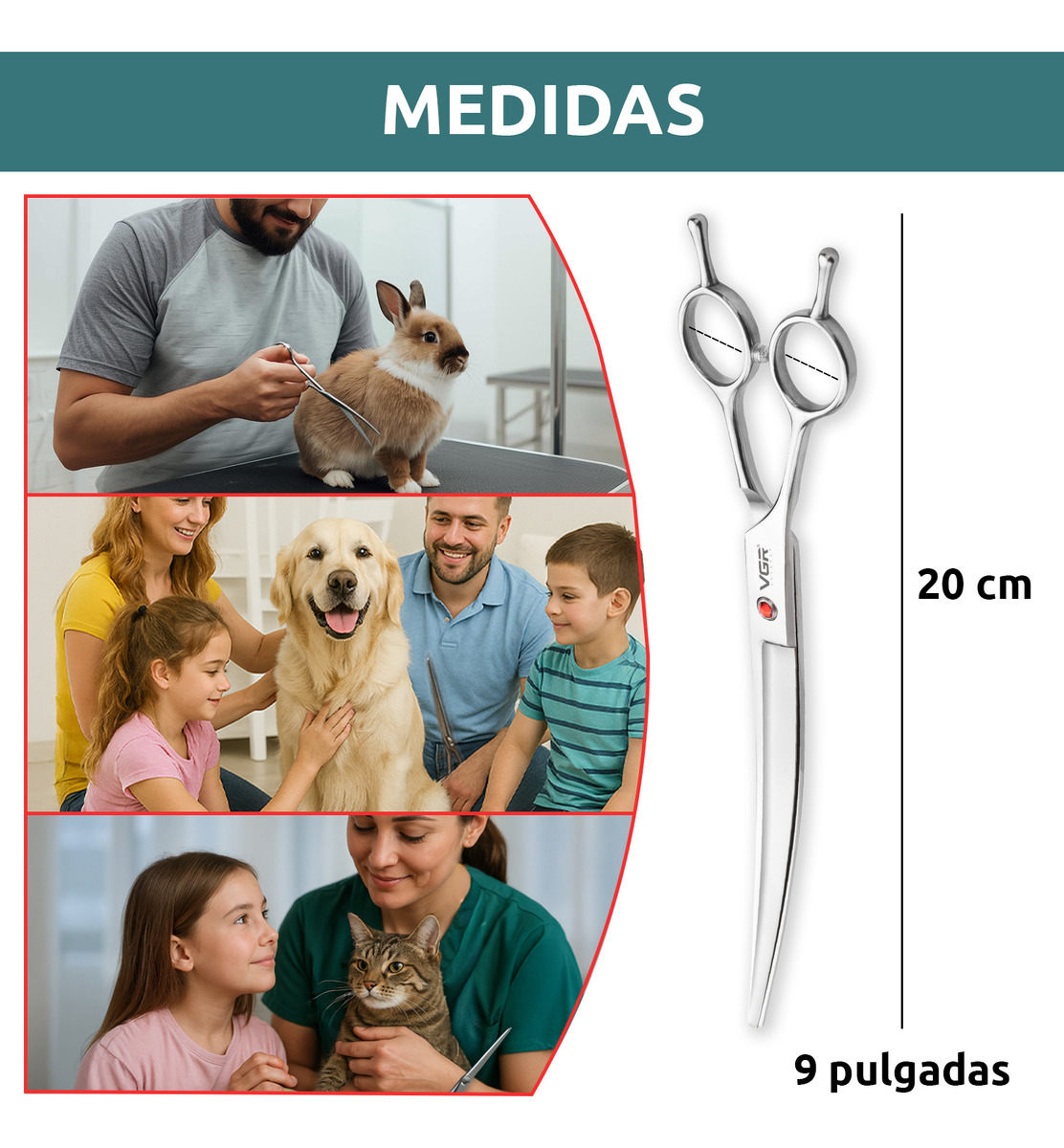 Tijeras Peluqueria Mascotas Vgr Corte Curva Profesional 9' - Image 9