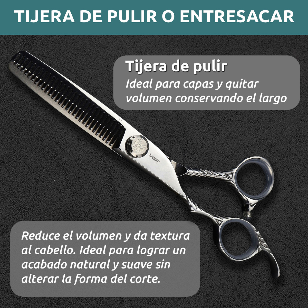 Tijeras Peluqueria Vgr Corte Entresacar Recta Plateado Zurdo - Image 4