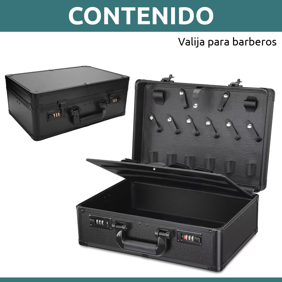 Maletín Barberia Vgr Máquinas De Afeitar Accesorios Clave - Image 10
