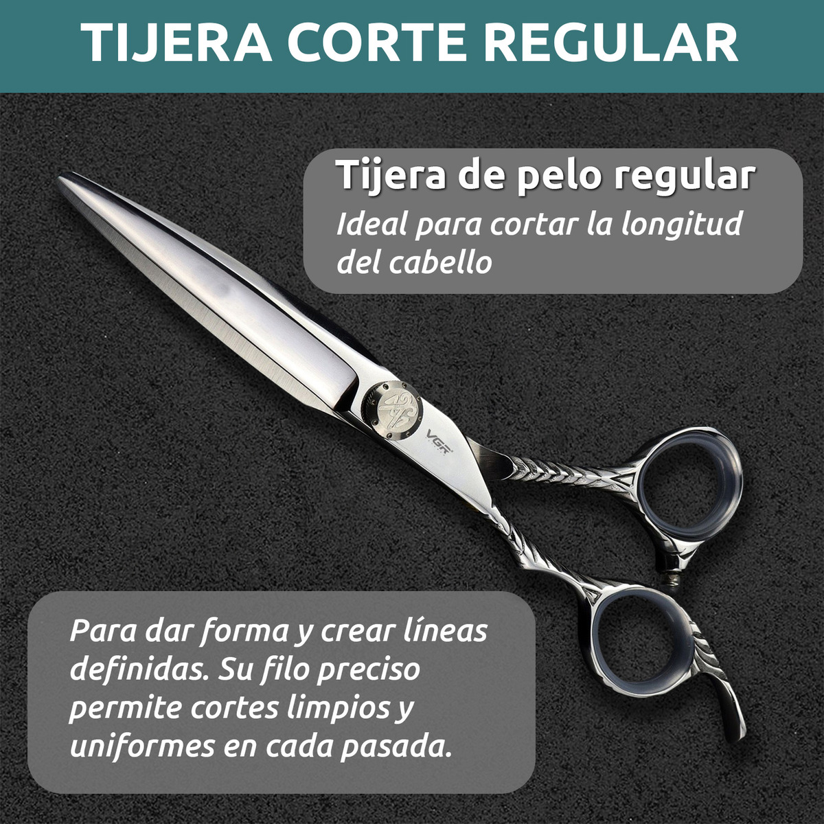 Tijeras Peluqueria Vgr Corte Entresacar Recta Plateado Zurdo - Image 3
