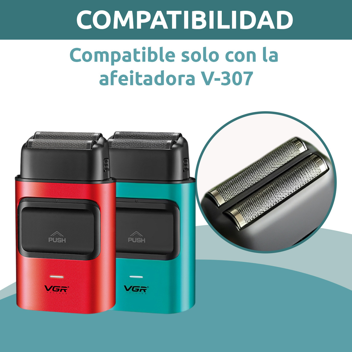 Cabezal Repuesto Maquina Afeitadora Vgr V-307 Cuchillas Negro Y Plateado - Image 7