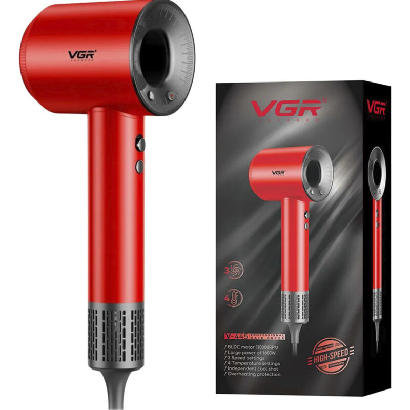 Secador De Pelo Profesional Vgr V-445 110.000 Rpm 1600w Rojo