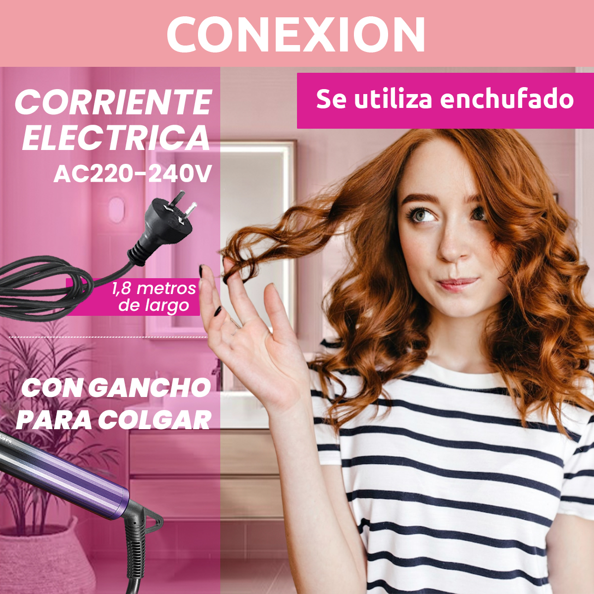 Rizador Buclera Vgr V-575 Cerámica Pro 200°c 7 Niveles Led Violeta - Image 4