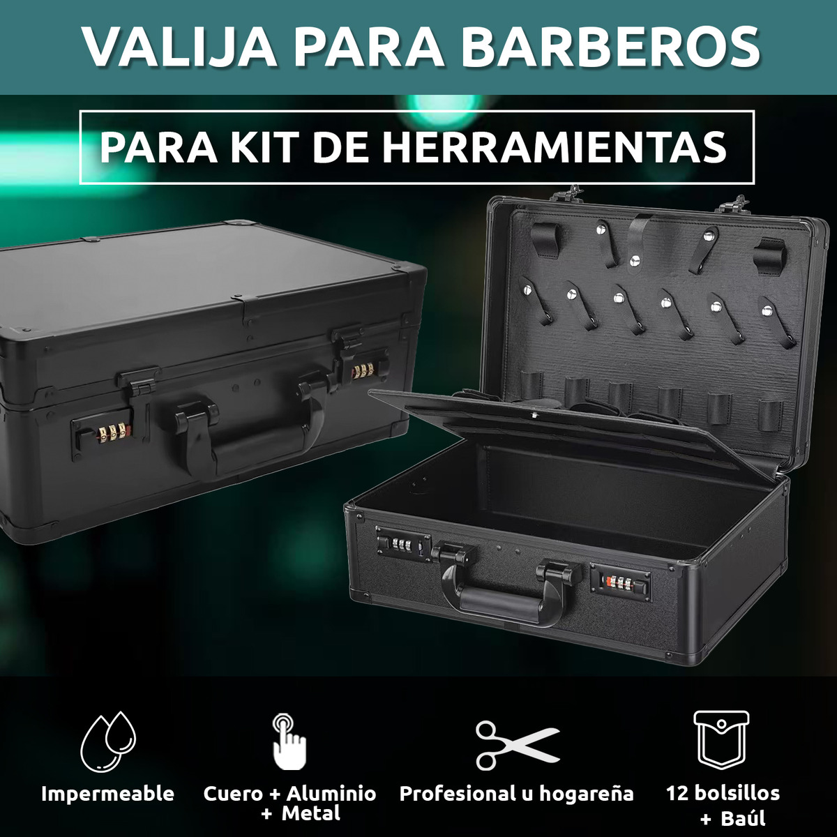 Maletín Barberia Vgr Máquinas De Afeitar Accesorios Clave - Image 2