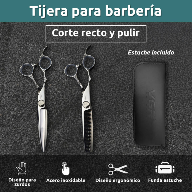Alternative view of Tijeras Peluqueria Vgr Corte Entresacar Recta Plateado Zurdo