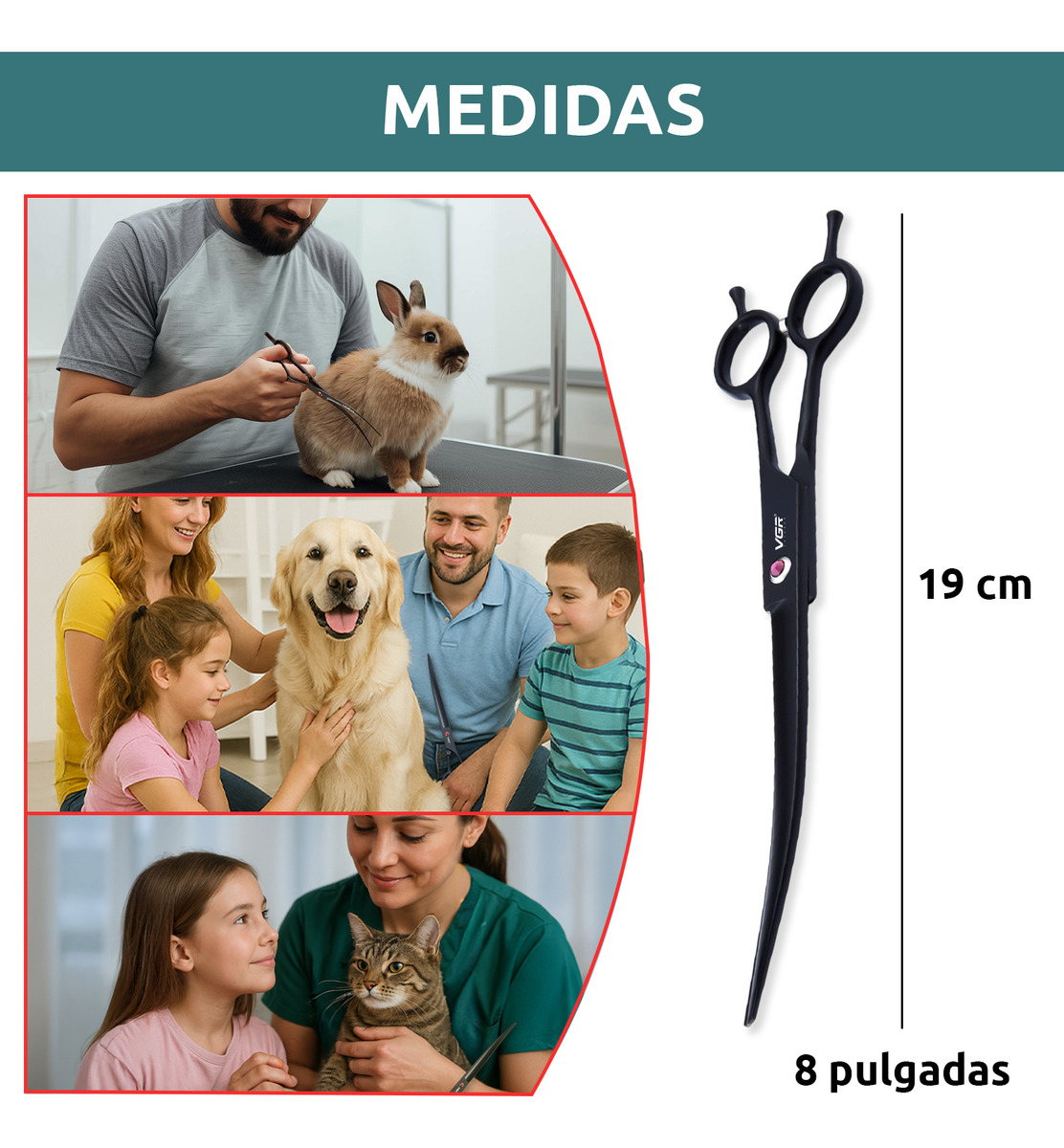 Tijeras Peluqueria Canina Vgr Corte Curva Profesional 8' - Image 9