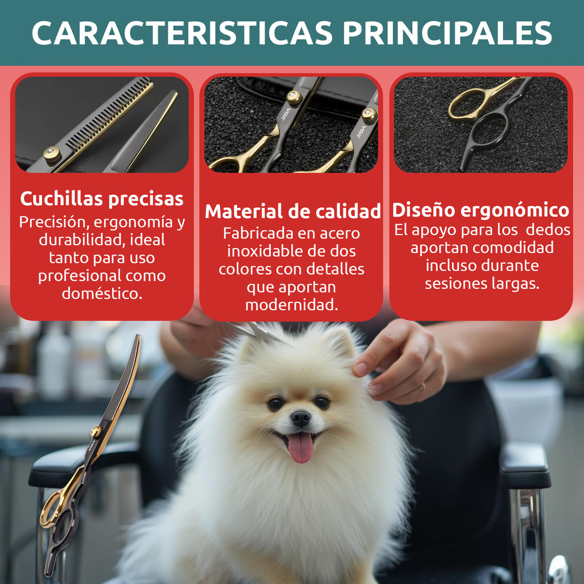 Tijeras Vgr Para Corte Recto En Mascotas Pets3tij - Image 7