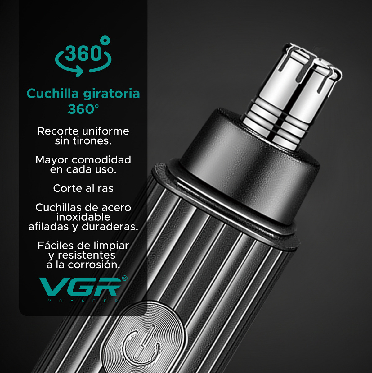 Máquina De Cortar Pelo Nariz Orejas Cuchillas 360° Vgr V-629 - Image 3