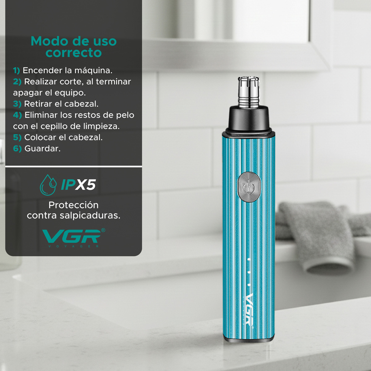 Máquina De Cortar Pelo Nariz Orejas Cuchillas 360° Vgr V-629 - Image 7