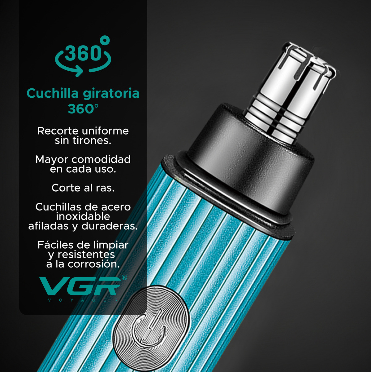 Máquina De Cortar Pelo Nariz Orejas Cuchillas 360° Vgr V-629 - Image 3