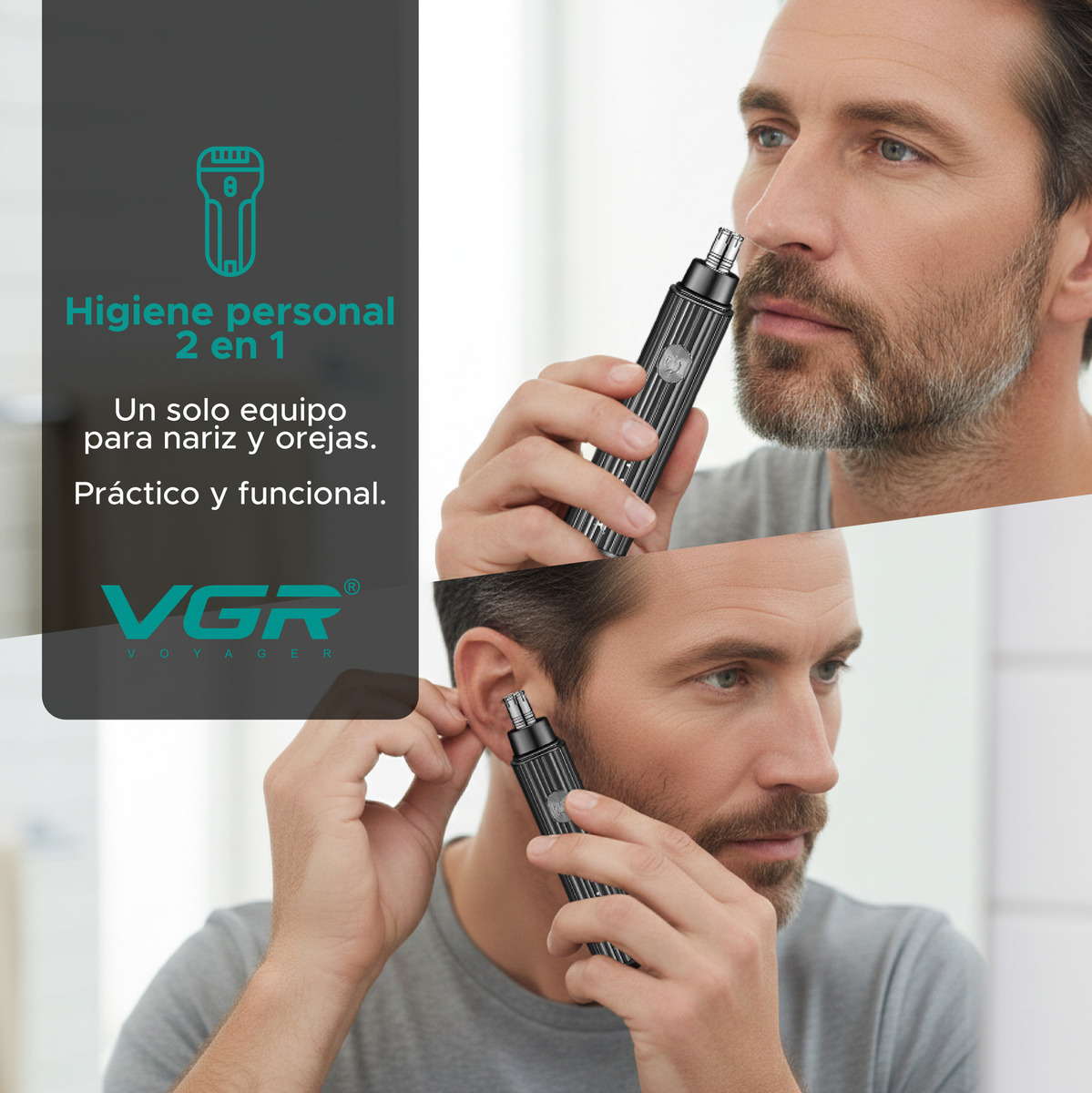 Máquina De Cortar Pelo Nariz Orejas Cuchillas 360° Vgr V-629 - Image 2