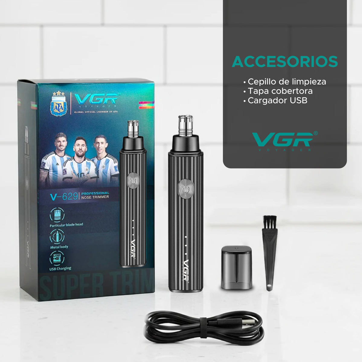 Máquina De Cortar Pelo Nariz Orejas Cuchillas 360° Vgr V-629 - Image 6