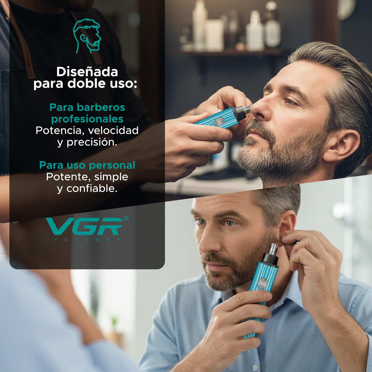 Máquina De Cortar Pelo Nariz Orejas Cuchillas 360° Vgr V-629 - Image 5