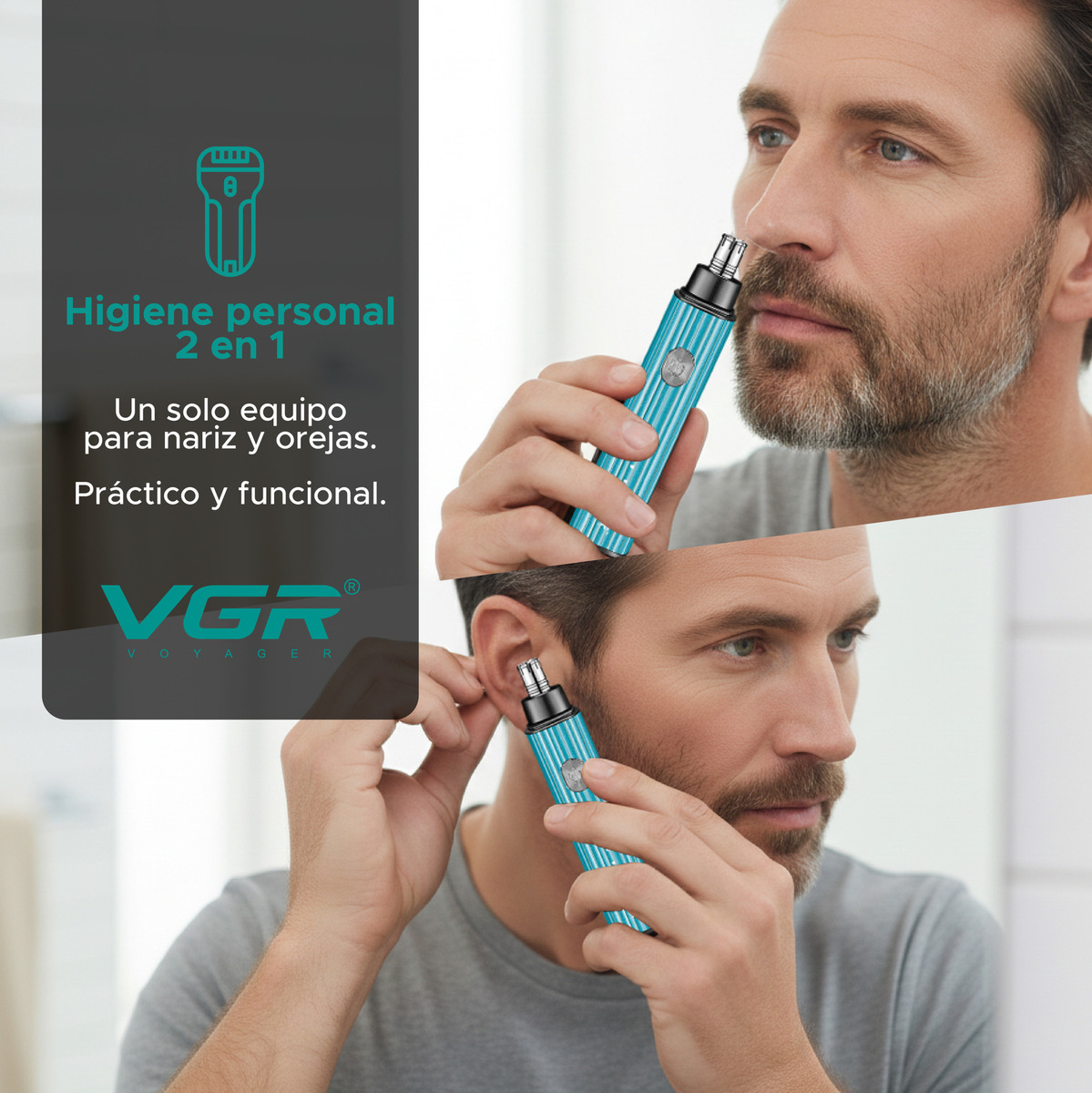 Máquina De Cortar Pelo Nariz Orejas Cuchillas 360° Vgr V-629 - Image 2