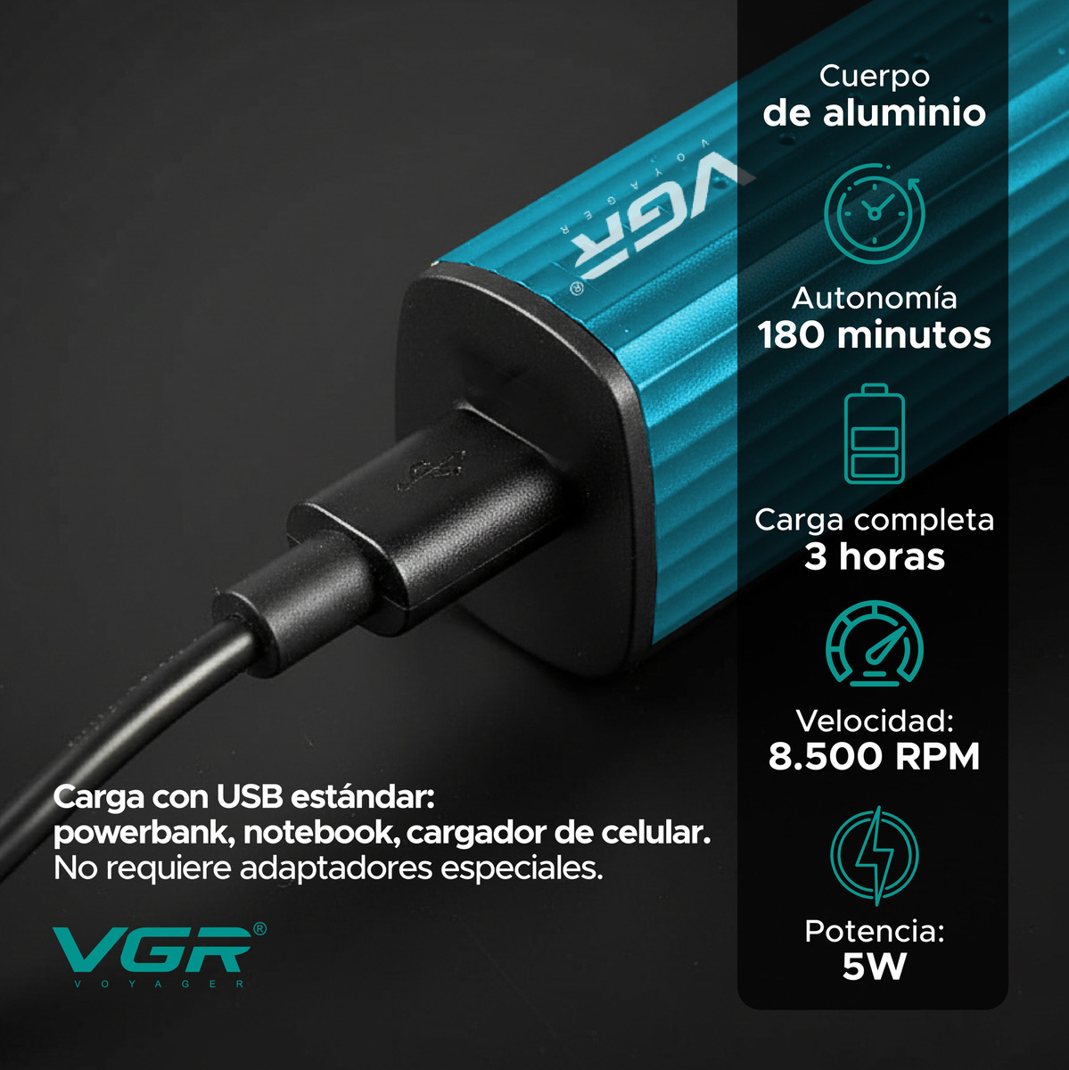 Máquina De Cortar Pelo Nariz Orejas Cuchillas 360° Vgr V-629 - Image 4