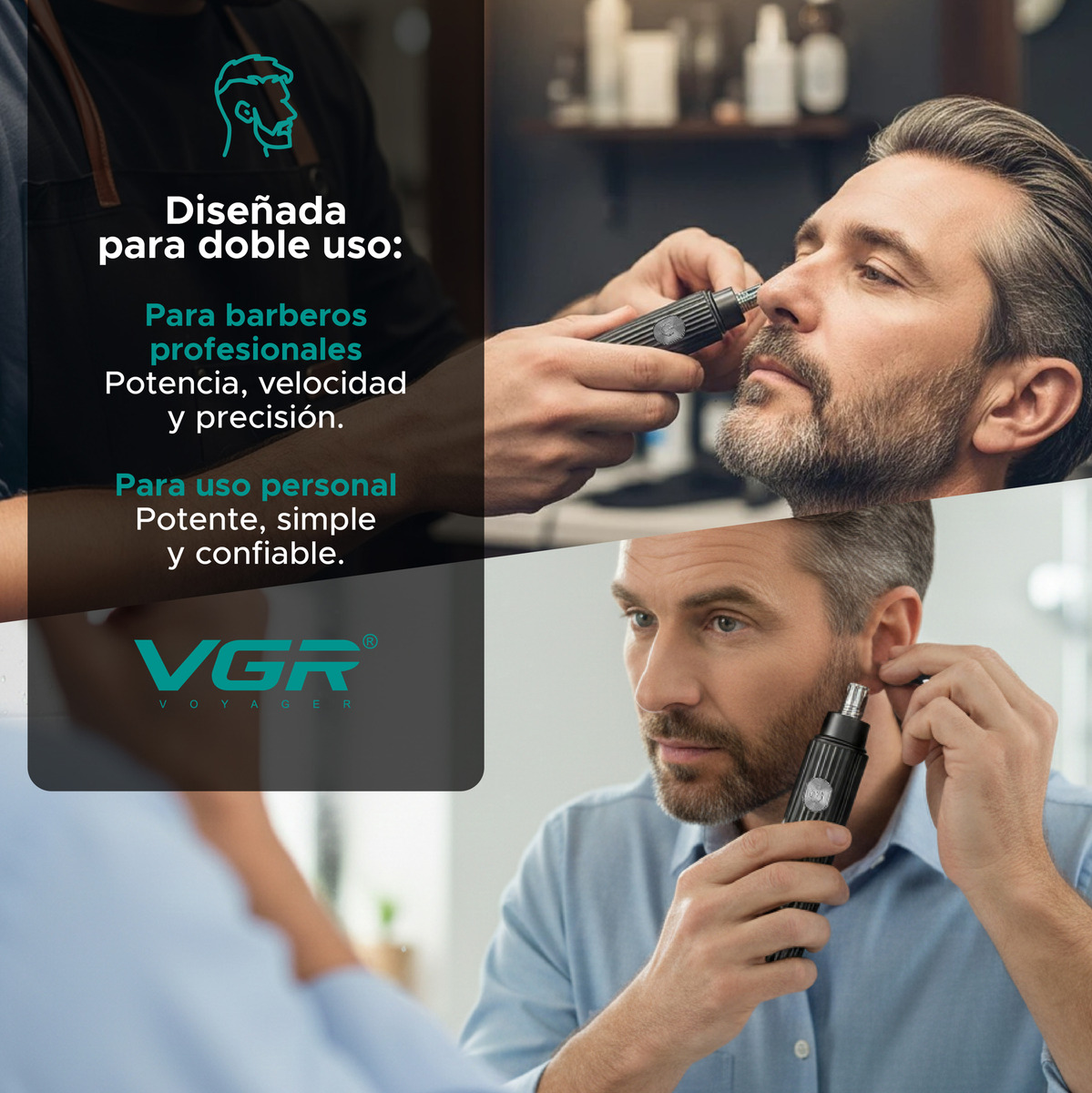 Máquina De Cortar Pelo Nariz Orejas Cuchillas 360° Vgr V-629 - Image 5