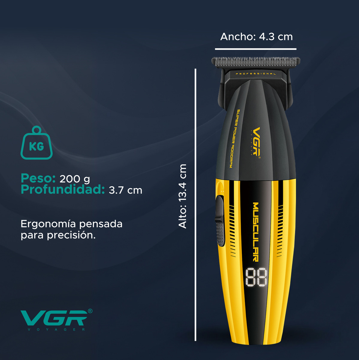Máquina Cortar Pelo Patillera Trimmer Profesional Vgr V-285t - Image 6