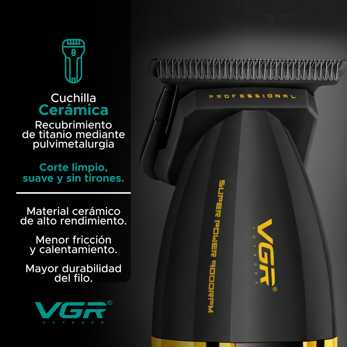 Máquina Cortar Pelo Patillera Trimmer Profesional Vgr V-285t - Image 4