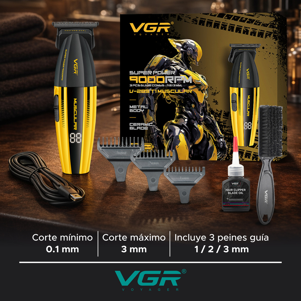 Máquina Cortar Pelo Patillera Trimmer Profesional Vgr V-285t - Image 7