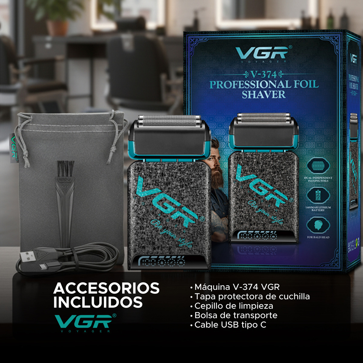 Afeitadora Eléctrica Shaver Para Hombre Vgr V-374 - Image 9